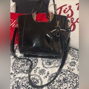Elegant Black Patent Leather Tote Bag